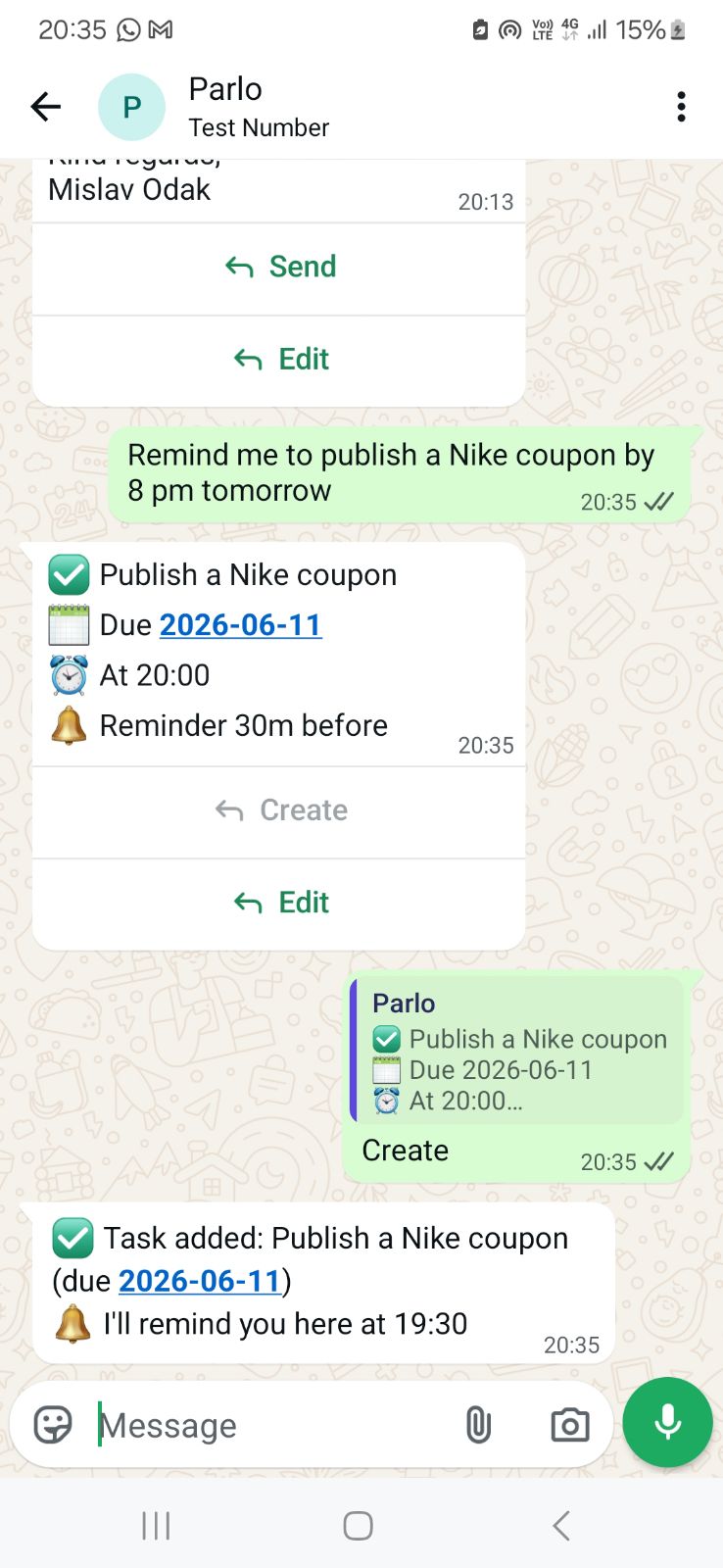 Email β tasks